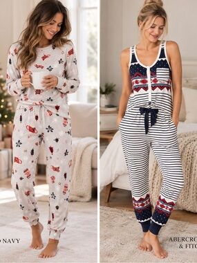 NWT Old Navy + Abercrombie & Fitch Holiday Pajama Sleepwear Bundle Size Small